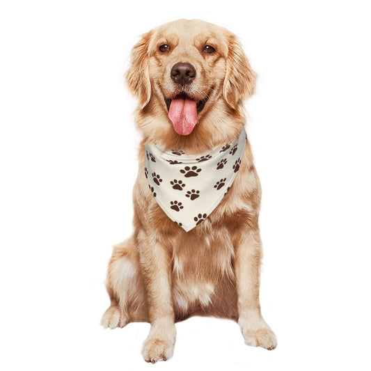 Paw Print Dog Bandana for Dogs & Cats – Cute Neutral Pet Scarf