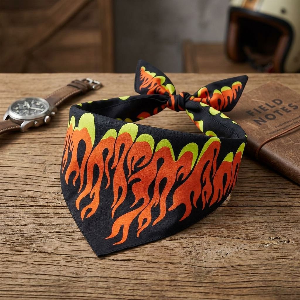Flame Dog Bandana for Dogs & Cats – Hip Hop Pet Scarf